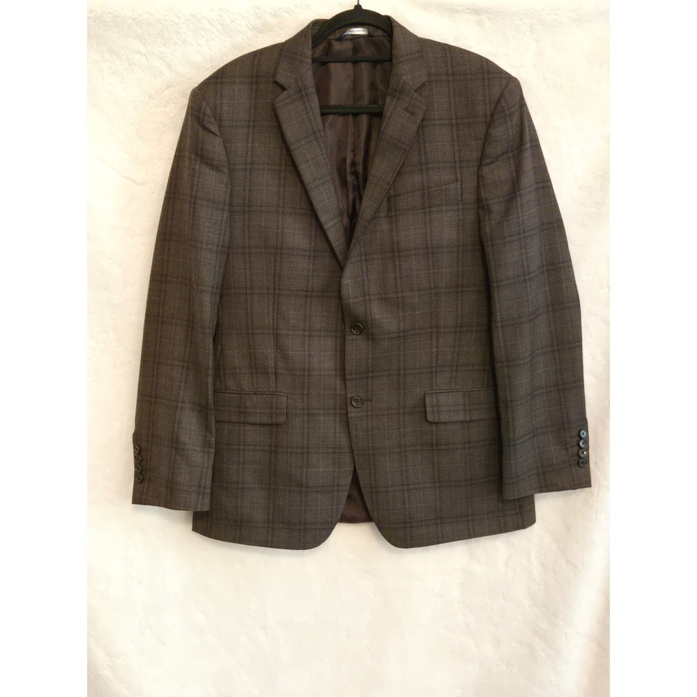 Ralph Lauren Mens 42R Brown Plaid 100% Wool Blazer Sport Coat Made in Canada‎